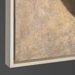 Modernes abstraktes Leinwandbild mit ruhiger geometrischer Komposition in warmen Naturtönen