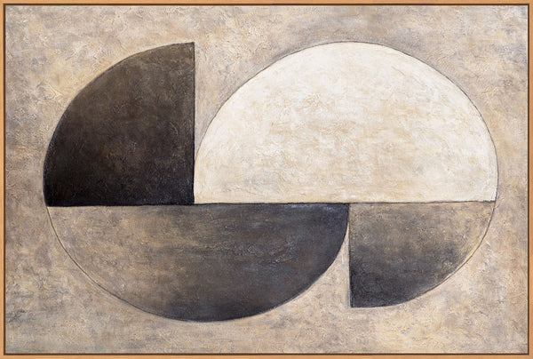 Hand-painted framed paintings – Modern beige wall decor “Duet of Semicircles”