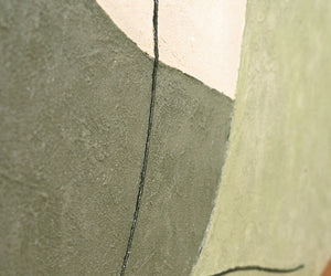 Abstract Wall Art with Texture in Beige, Green & Gold – Modern Acrylic Painting on Canvas