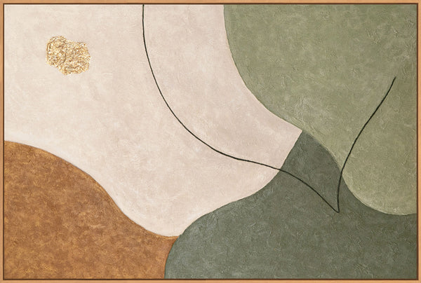 Abstraktes Leinwandbild mit sanfter mineralischer Bewegung in Grau