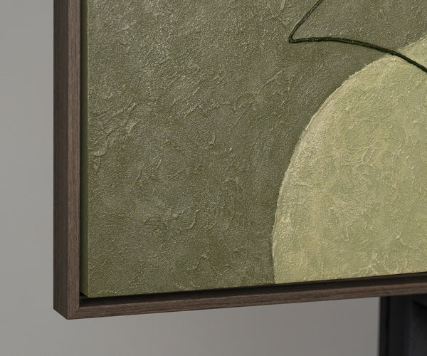 Abstract Wall Art with Texture in Beige, Green & Gold – Modern Acrylic Painting on Canvas