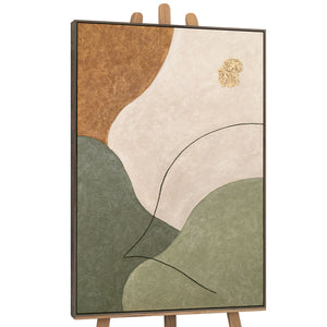 Abstract Wall Art with Texture in Beige, Green & Gold – Modern Acrylic Painting on Canvas