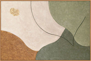 Hand-painted acrylic art – Modern mural in green and beige “The Whisper of the Valleys”