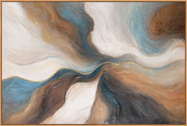 Modern painting in natural tones – Hand-painted picture with frame “Passage of Time”