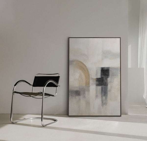 Hand-painted wall art "Ghostly Light" – Textured modern painting with frame