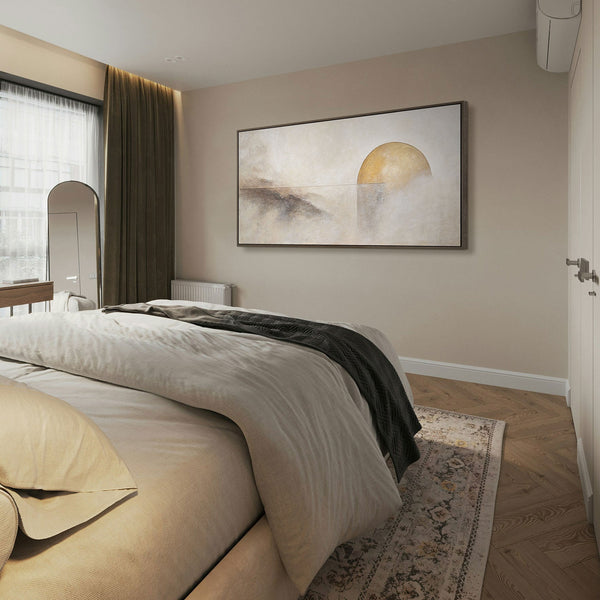 Handgemaltes Acrylbild auf Leinwand „Horizontlinie“ – Moderne Wandkunst für Wohnzimmer