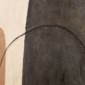 Modern painting in beige and grey with frame – Abstract art “Balance of contrasts”