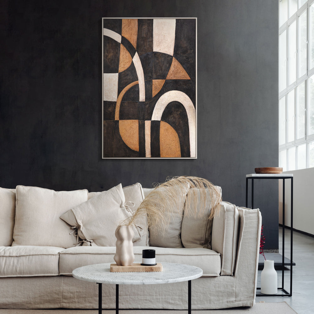Hand-Painted Geometric Wall Art – Acrylic Painting "Harmony of Curves"