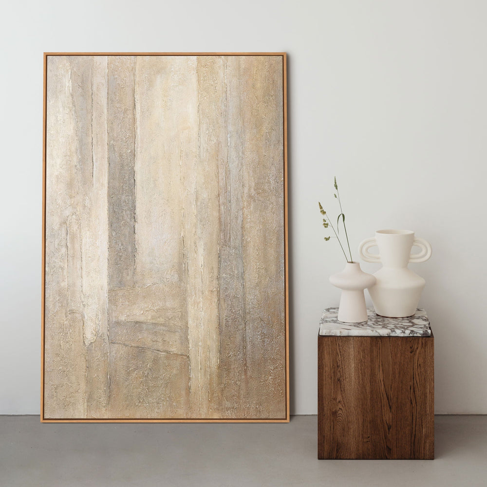 Textured Wall Art Hand-Painted – Acrylic Painting "Verticals of Time"
