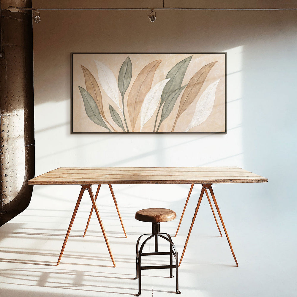 Abstract Canvas Painting "Dance of the Leaves" – Hand-Painted Wall Art Nature Motif