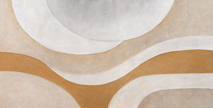 Handgemaltes Acrylbild „Wärmestrom“ – Wanddeko für Wohnzimmer in Beige & Gold