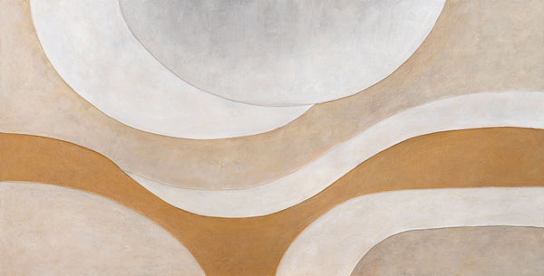 Handgemaltes Acrylbild „Wärmestrom“ – Wanddeko für Wohnzimmer in Beige & Gold