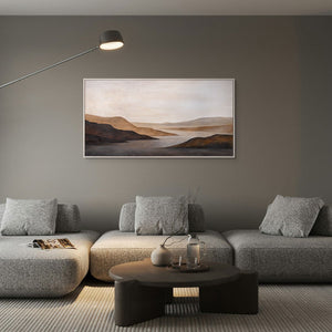 sanftes landschaftsgemälde in warmen farben