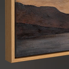 Leinwandbild modern mit Rahmen „Sanfter Sonnenaufgang“ – Abstrakte Kunst in Erdtönen