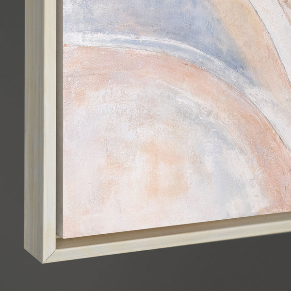 Abstraktes Acrylbild „Windlinien“ – Moderne Wandkunst in Beige, Blau & Rosa