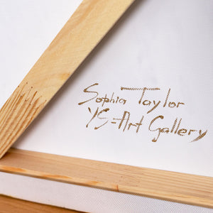 Acrylbilder abstrakt Facettierte Blütenform mit Rahmen
