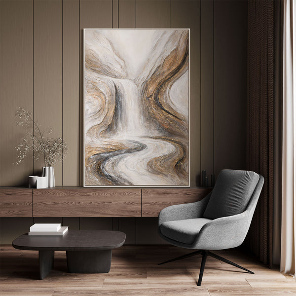 Hand-Painted Painting "Waterfall of Dreams" – Modern Wall Art with Texture