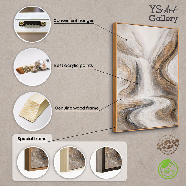 Hand-Painted Painting "Waterfall of Dreams" – Modern Wall Art with Texture