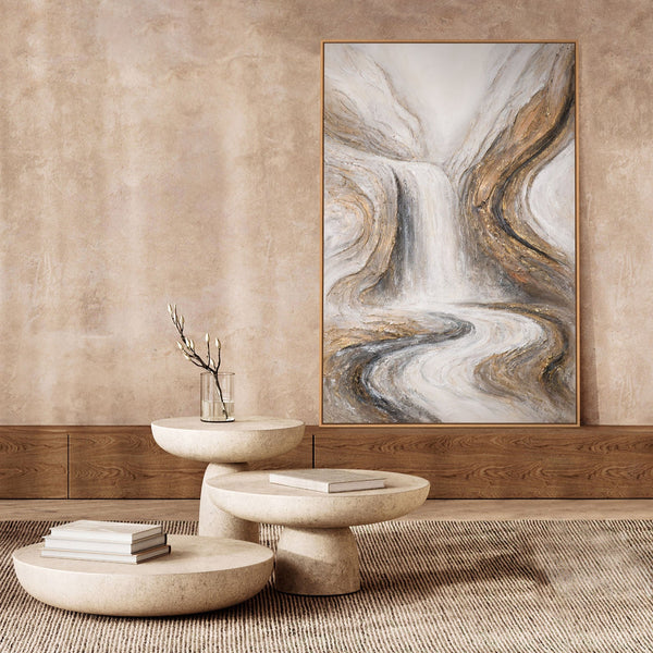 Hand-Painted Painting "Waterfall of Dreams" – Modern Wall Art with Texture