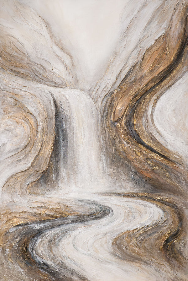 Handgemaltes Bild „Wasserfall der Träume“ – Moderne Wandkunst mit Struktur