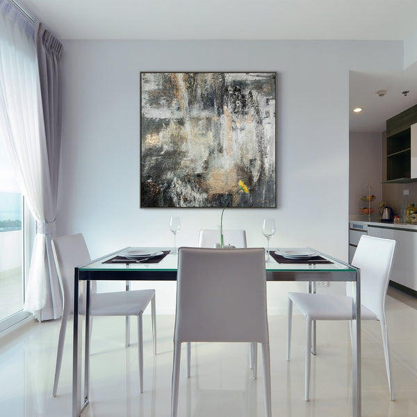 Abstract Handmade Canvas Painting with Frame for Wall Decor "Weightlessness"