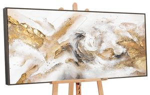 "Handmade Painting with Frame 'Consonance' – Abstract Art with Gold"