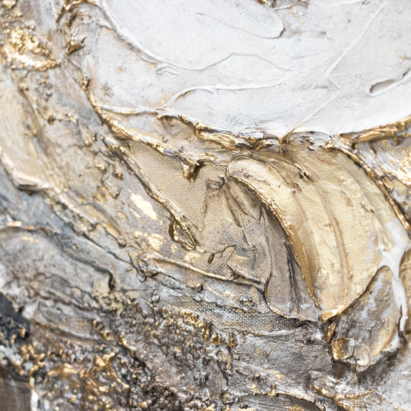 "Handmade Painting with Frame 'Consonance' – Abstract Art with Gold"