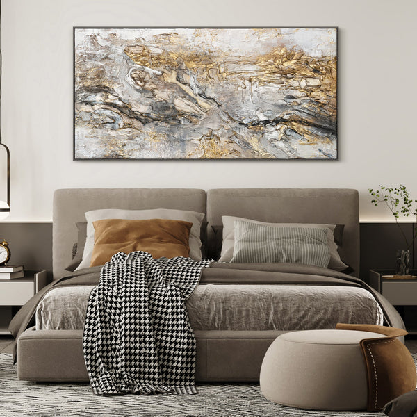 "Handmade Acrylic Painting with Grey Frame 'Glow' – Modern Abstract Home Decor"