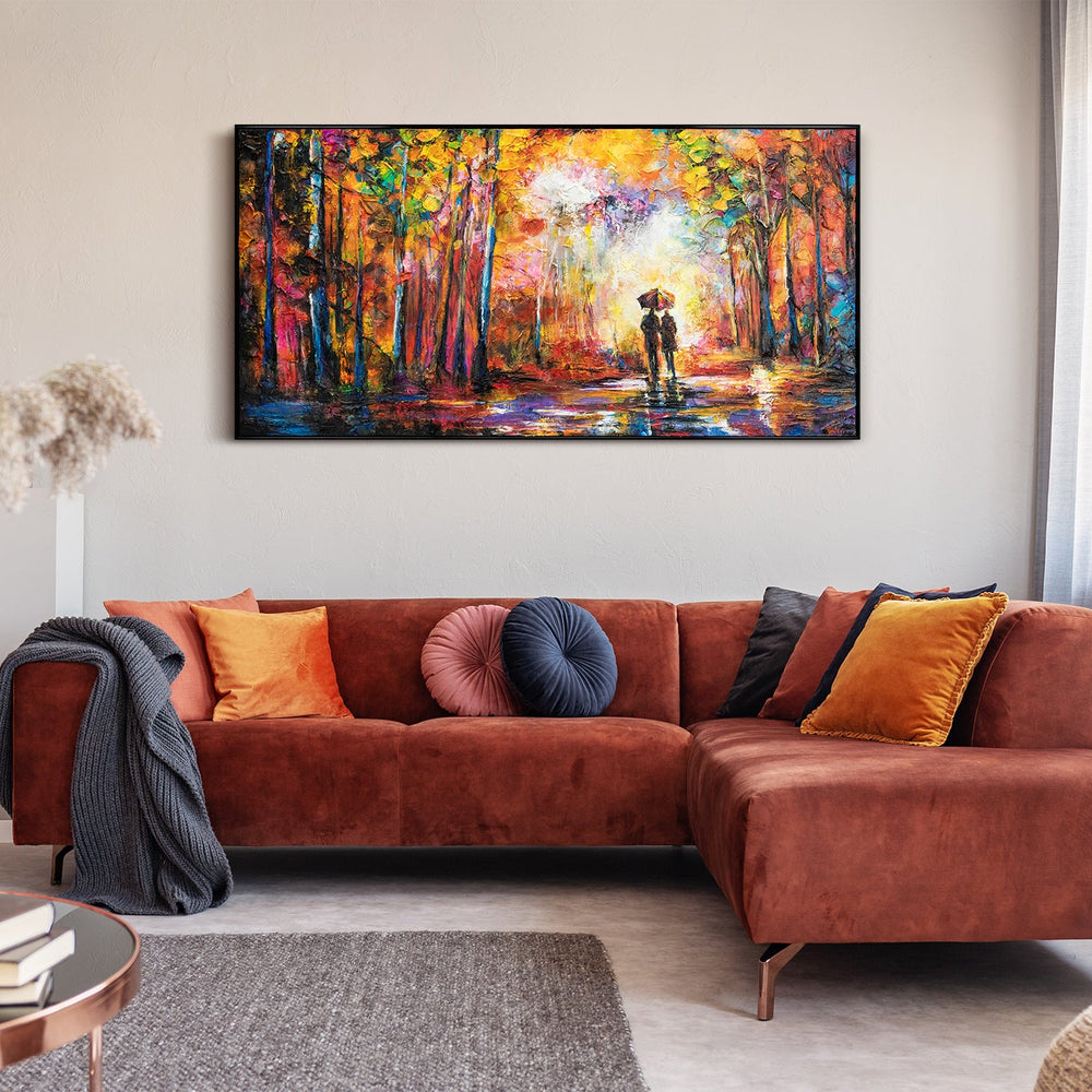 Framed Acrylic Art "Romance" – Hand-Painted Autumn Art
