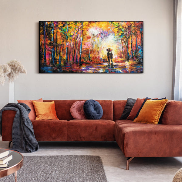 Framed Acrylic Art "Romance" – Hand-Painted Autumn Art