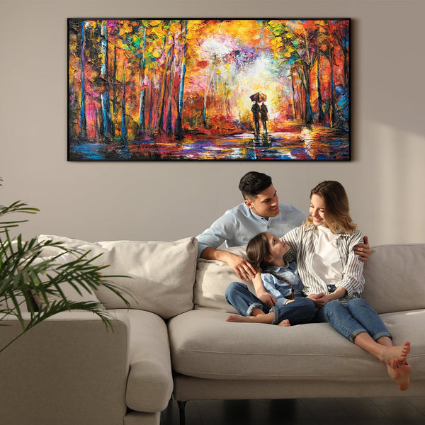 Framed Acrylic Art "Romance" – Hand-Painted Autumn Art
