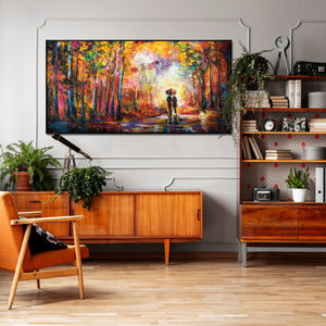 Framed Acrylic Art "Romance" – Hand-Painted Autumn Art