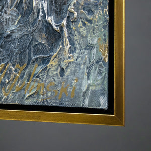 Handgemaltes Acrylbild "Spiegelungen II" – Abstrakte Kunst Gold Schwarz