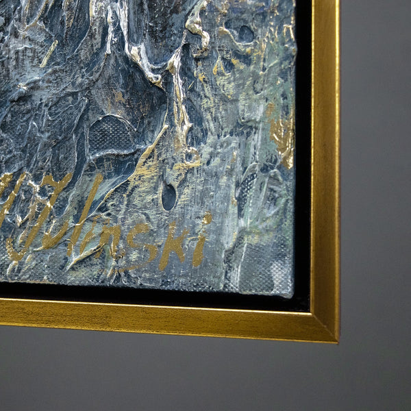 Handgemaltes Acrylbild "Spiegelungen II" – Abstrakte Kunst Gold Schwarz