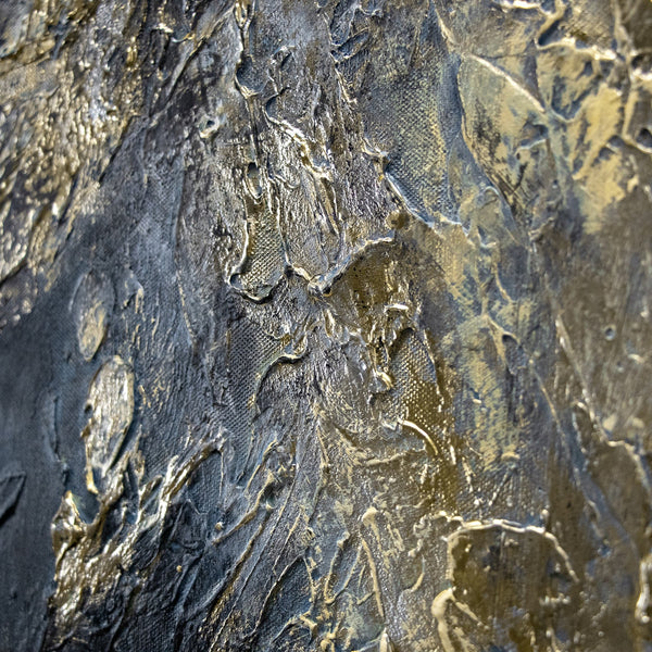 Handgemaltes Acrylbild "Spiegelungen II" – Abstrakte Kunst Gold Schwarz