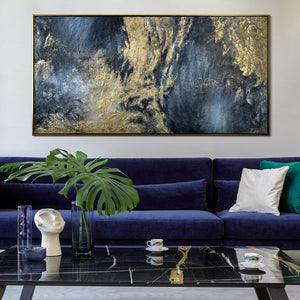 Handgemaltes Acrylbild "Spiegelungen II" – Abstrakte Kunst Gold Schwarz