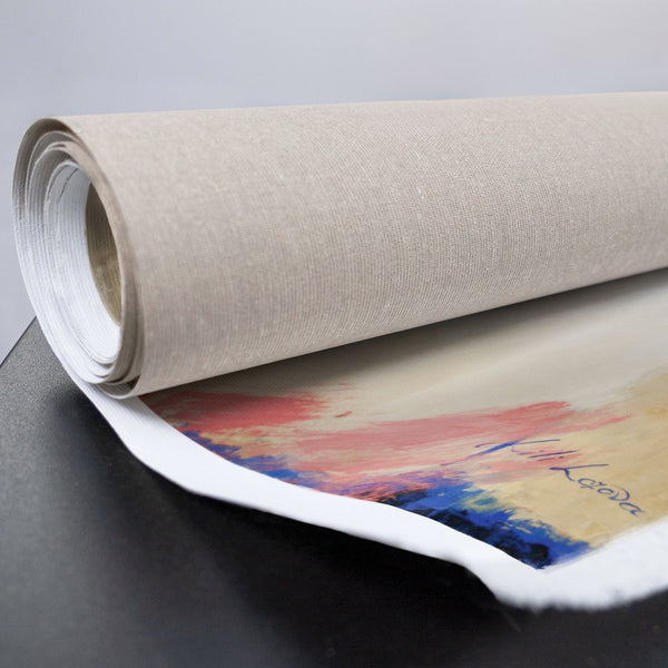 Aufgerollte handgemalte Leinwand mit Porträt Kunst