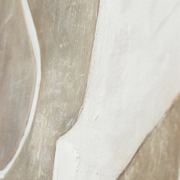 Moderne Leinwandbild mit Rahmen Wohnzimmer "Mery" – Abstrakte Gemälde in Beige & Weiß