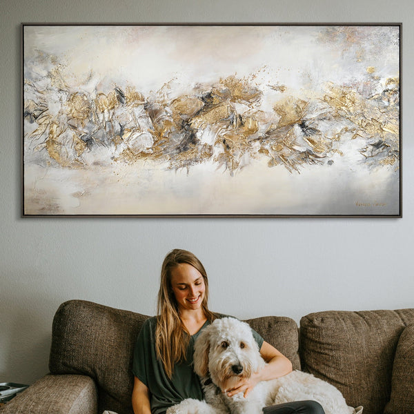 Hand-painted large painting "Line of Happiness" with frame 200x100 cm