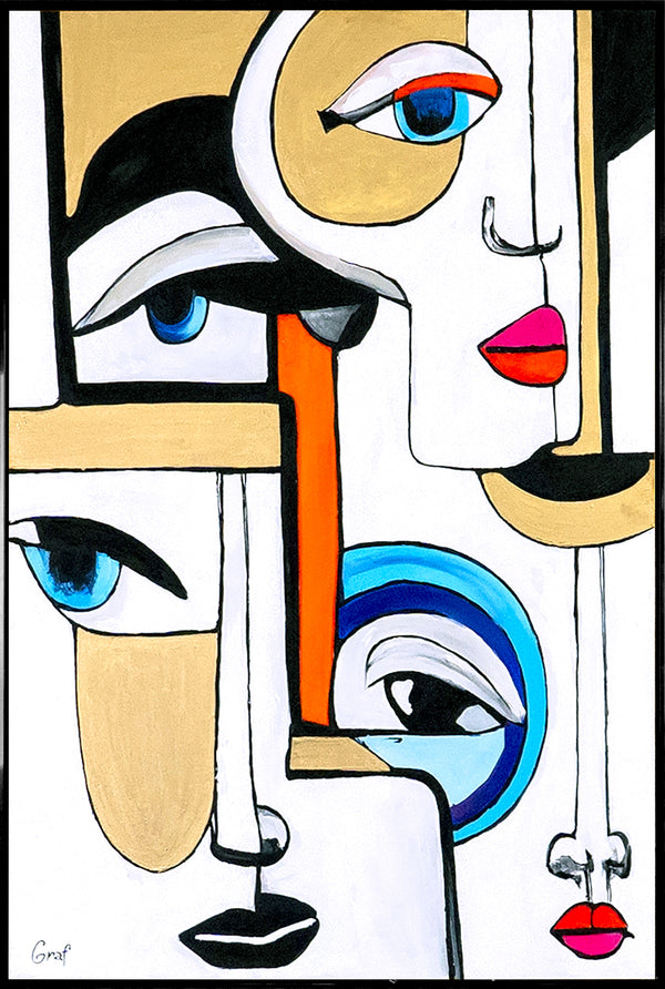 Large framed wall art for living room "Geometry Game"
