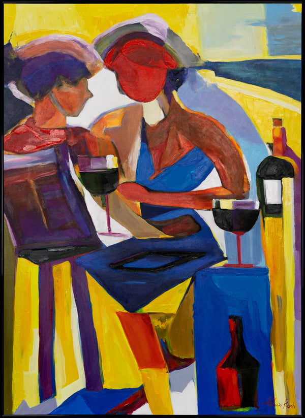 Handmade painting on canvas with frame "Colorful evening"