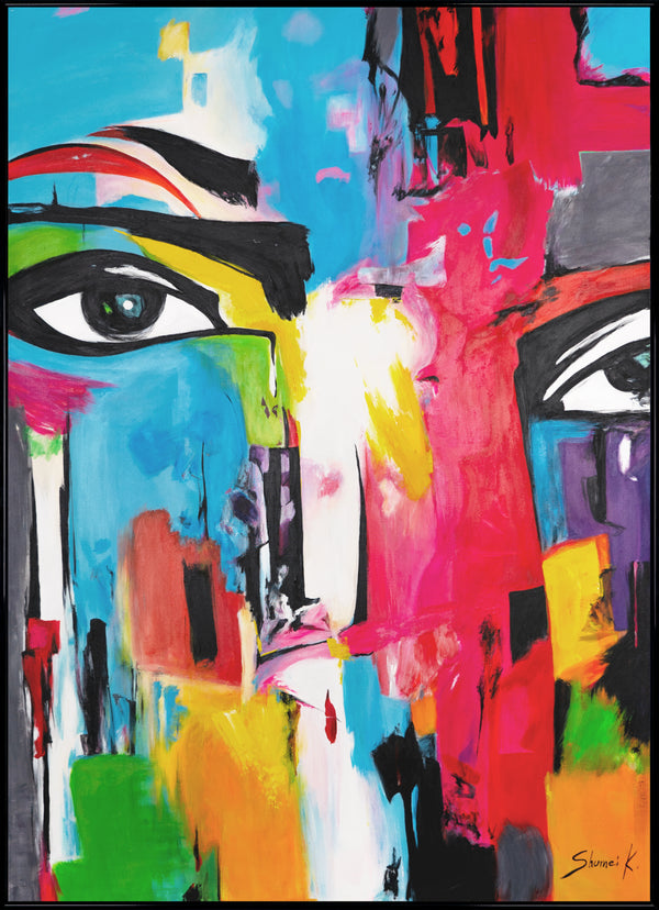 Wandbilder für wohnzimmer modern, handgemalte Acryl Gemälde "Verglaste Betrachtung"