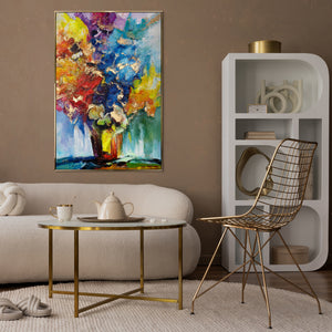 Framed abstract flower painting "Sunflower bouquet"