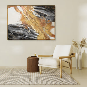 Luxury Gold Painting "Golden Horizon" – Modern Abstract Canvas with Earthy Tones