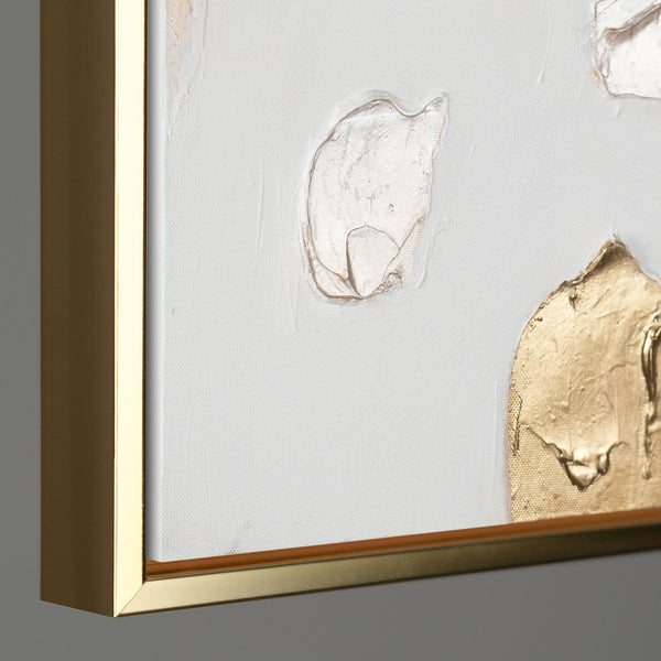 Handgemaltes Strukturbild „Rhythmus der Unendlichkeit" an der Wand – Türkis und Gold Reliefmalerei 