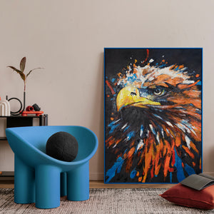 Framed hand painted canvas art "Mighty eagle"