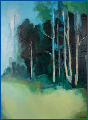 Framed forest acrylic painting "Quiet forest"