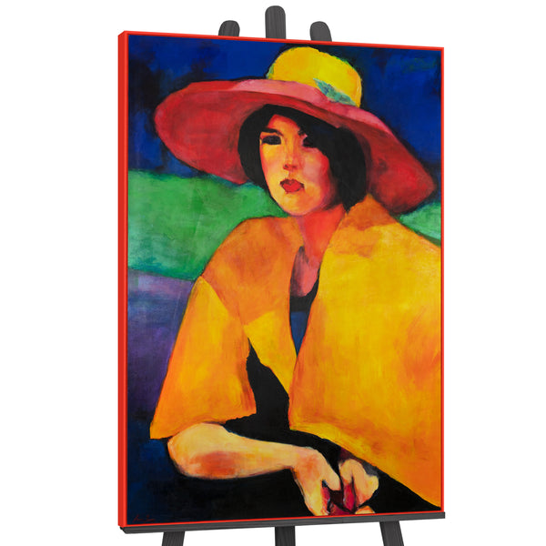 Colorful Abstract Art "Woman with Hat" – Hand-Painted Canvas Wall Decor