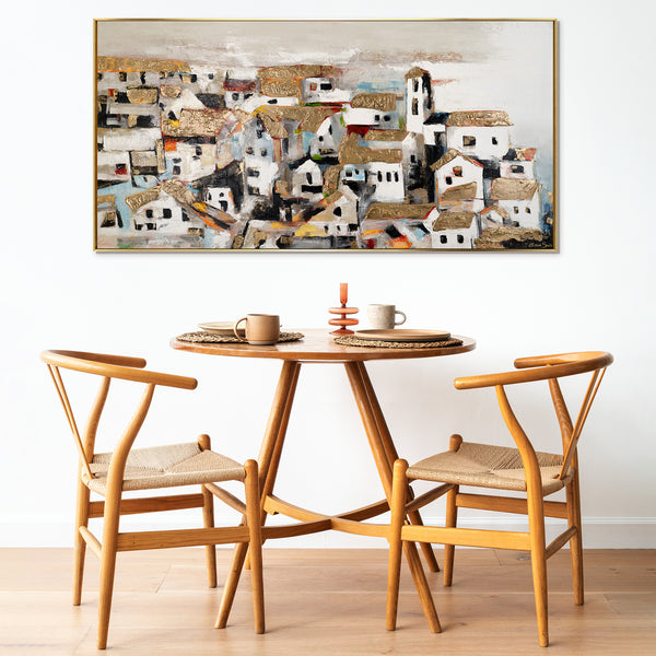 Framed canvas wall art "Picturesque Cityscape"