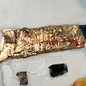 Unique Hand-Painted City Art "Sunshine Houses" – Canvas Painting with Golden Details
